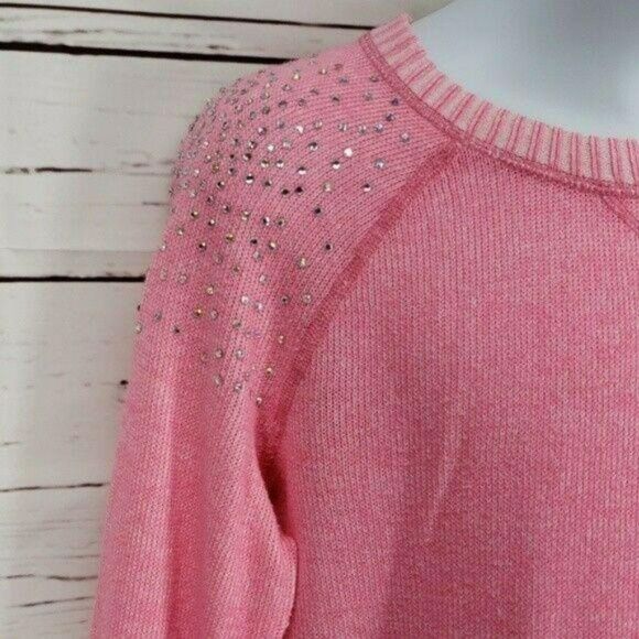 Justice Girl's Pink Jeweled Sweater SZ 14 - Picture 3 of 7